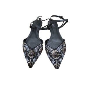 Michael Kors Ciara Flat Black & Metallic Studded Pointed Toe Sandals 8.5M Women'